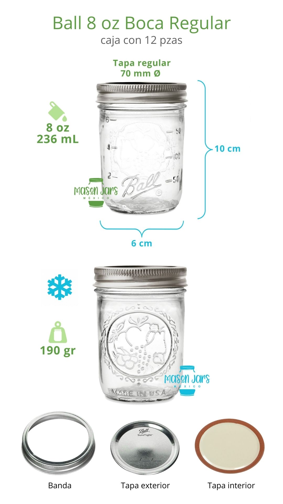 Paquete de 6 pzas, 8 oz Boca Regular - Image 2